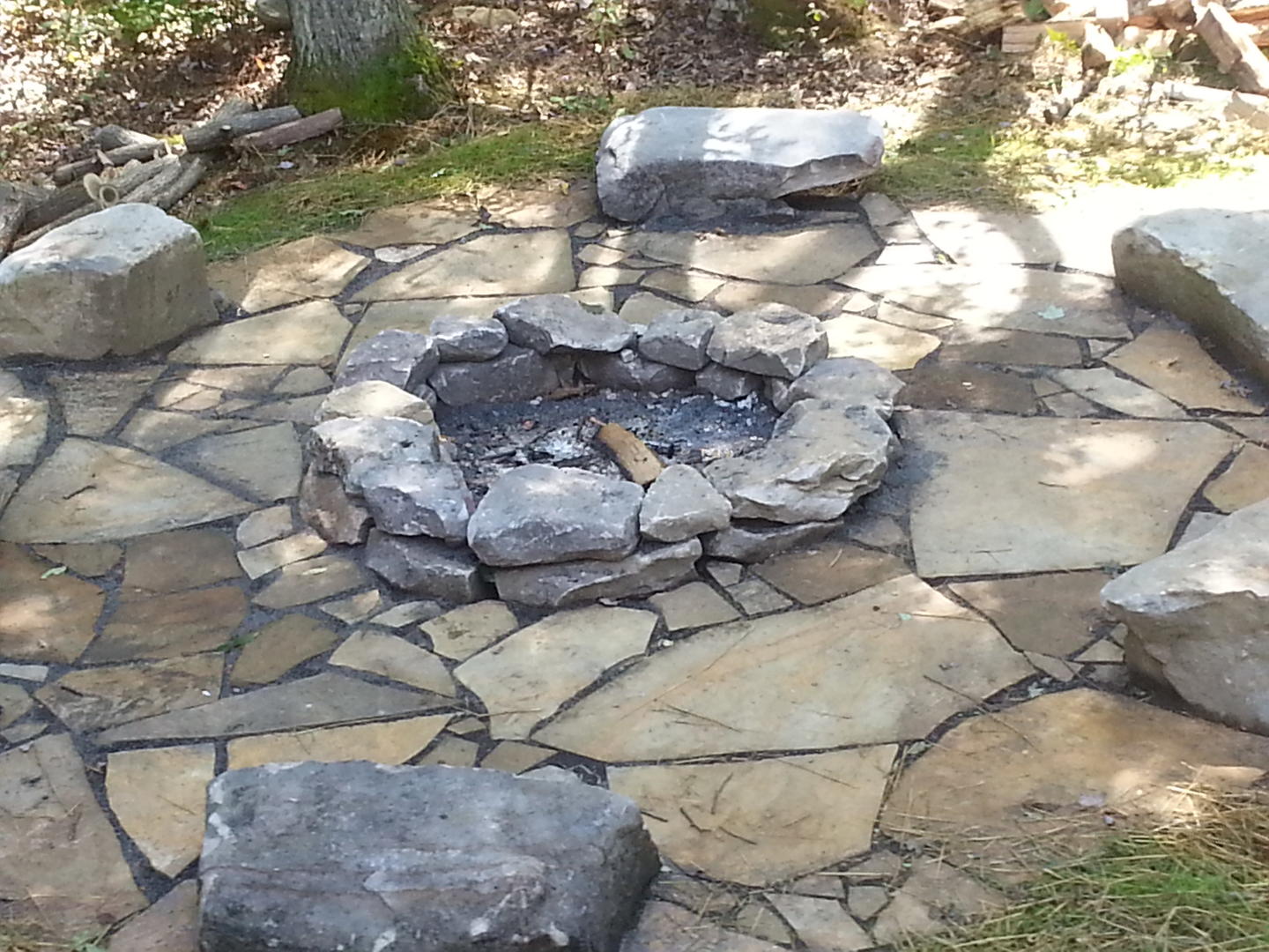 Natural firepit with seating