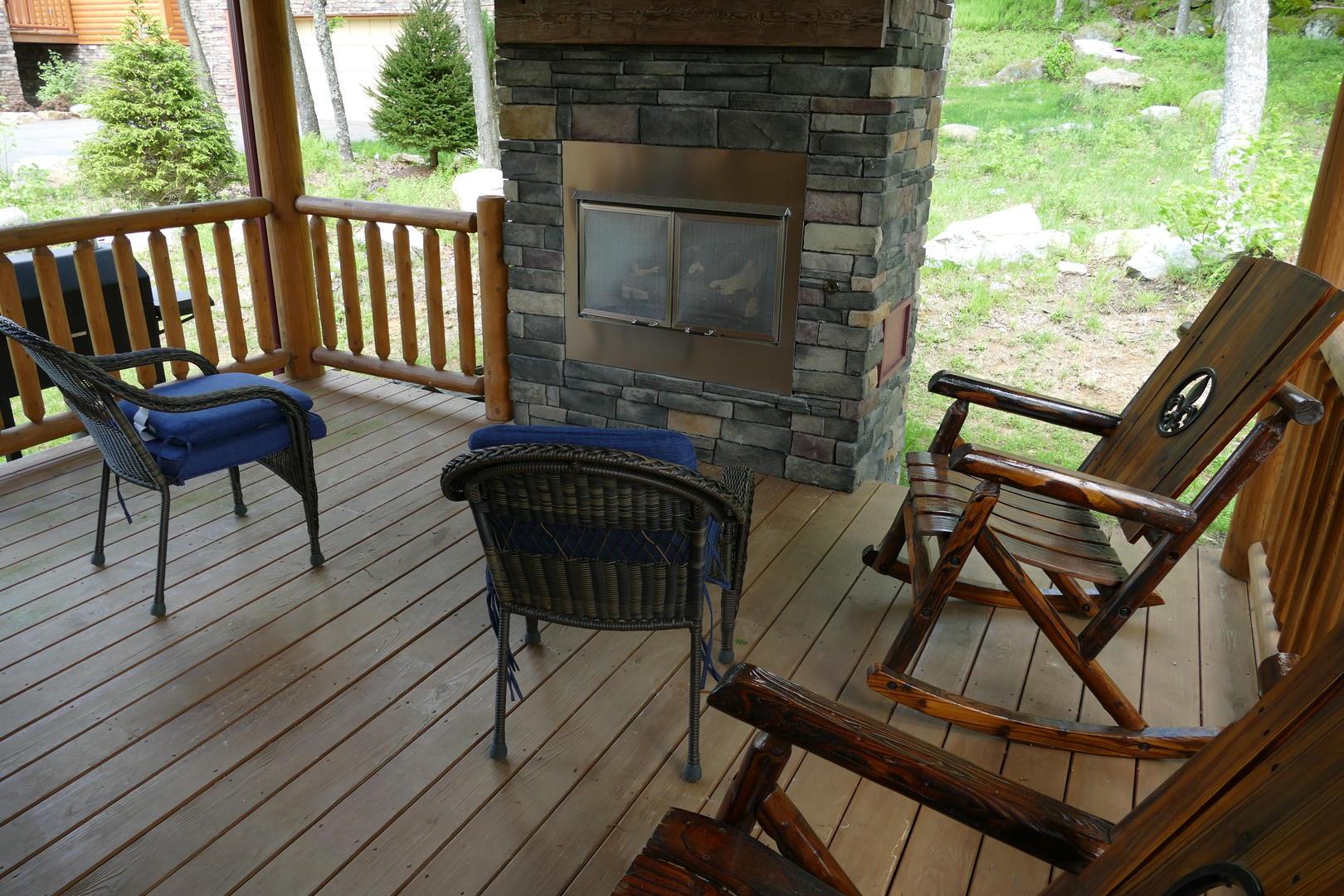 Outdoor fireplace with seating