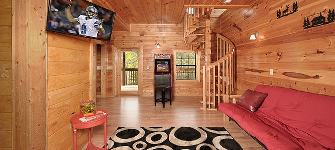 Futon Lower Level & Arcade Game