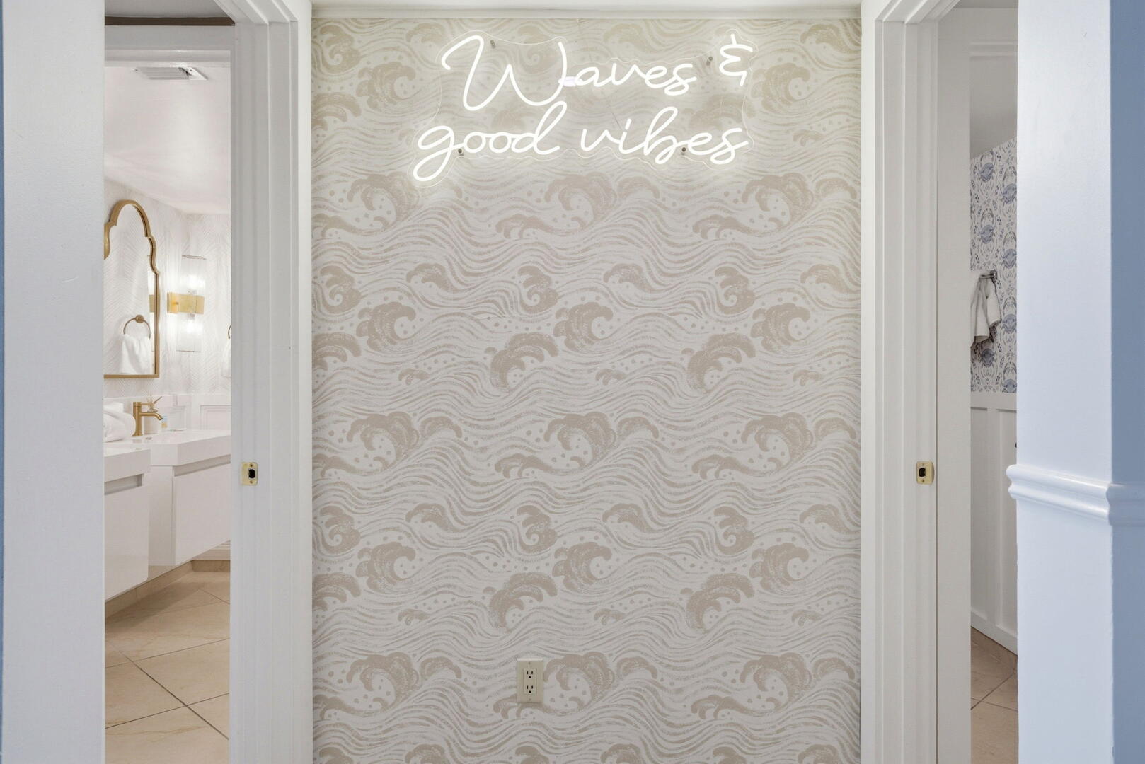 Where the vacation begins- step into Waves E502 and let the good vibes roll- a bright, playful space designed for memories, photos and pure coastal energy.