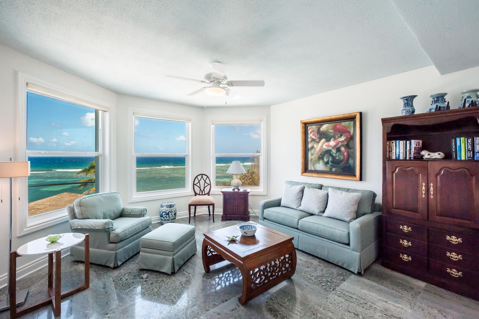 First Floor Den with turquoise views.