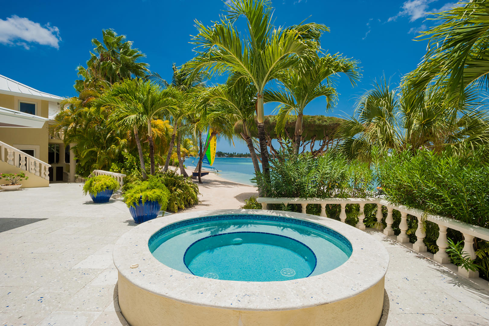 Soothe your stress in the outdoor hot tub.