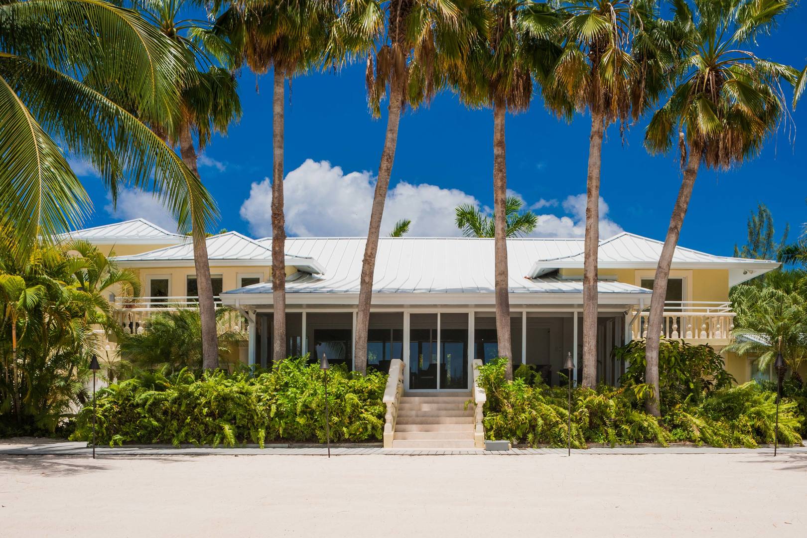 Rear view of home looking up from the beach.