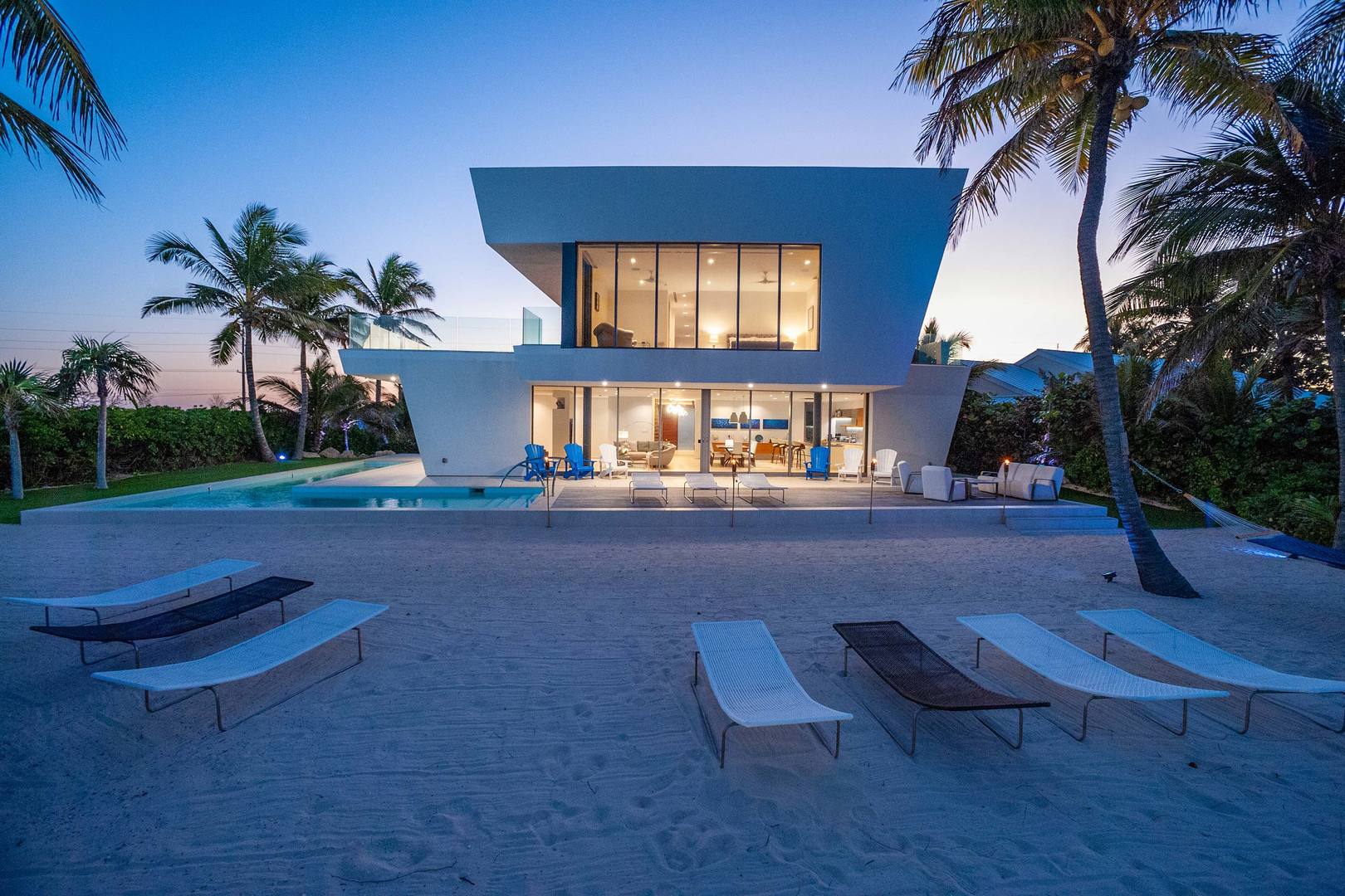 Beachfront at dusk.