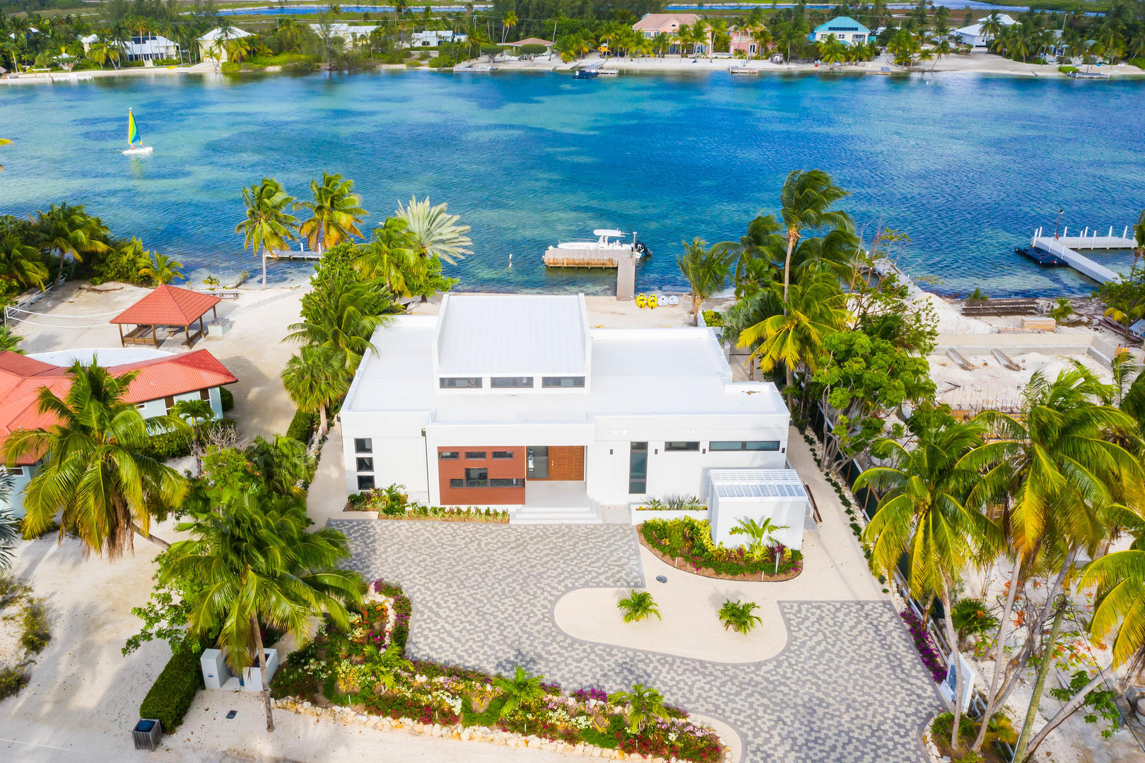 Aerial view of the villa with Bio Bay in the background.