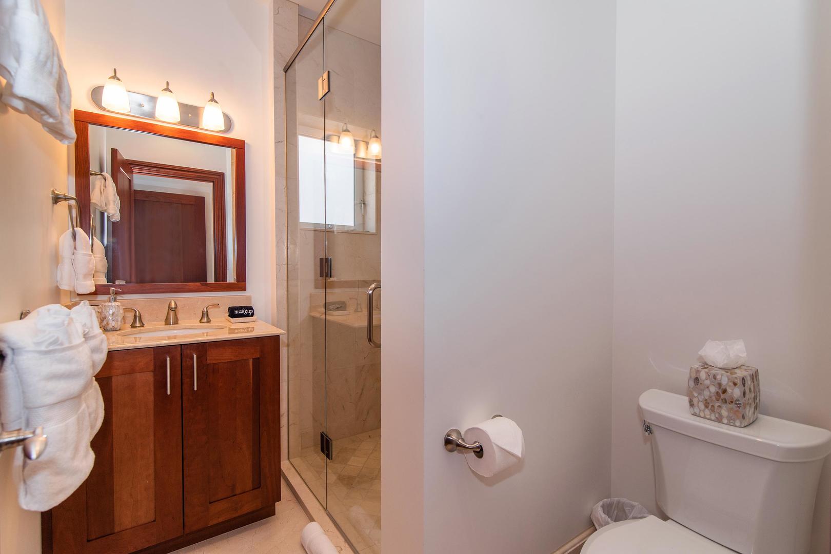 Ensuite bath with shower.