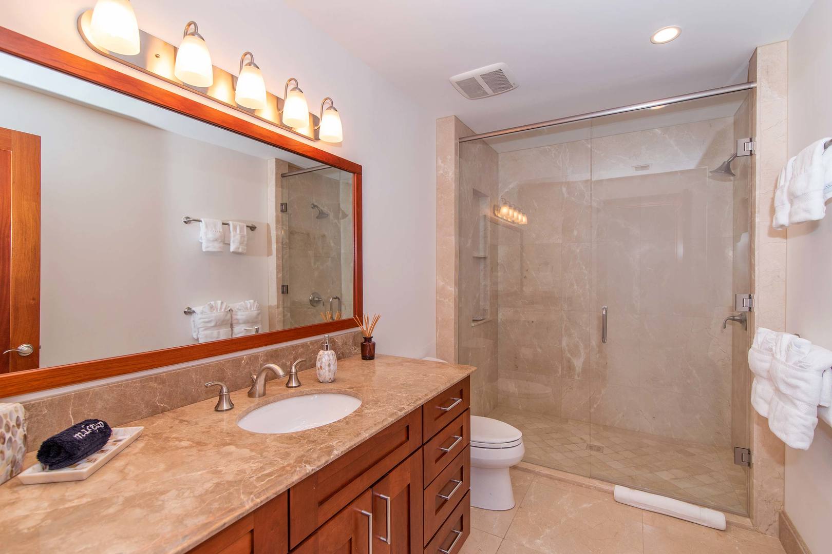 Full bath on lower level with over-sized shower.
