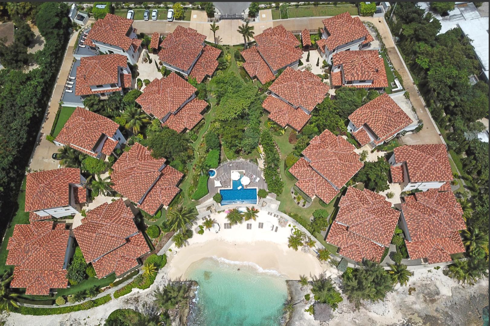 Aerial view of Casa Luna's resort property.