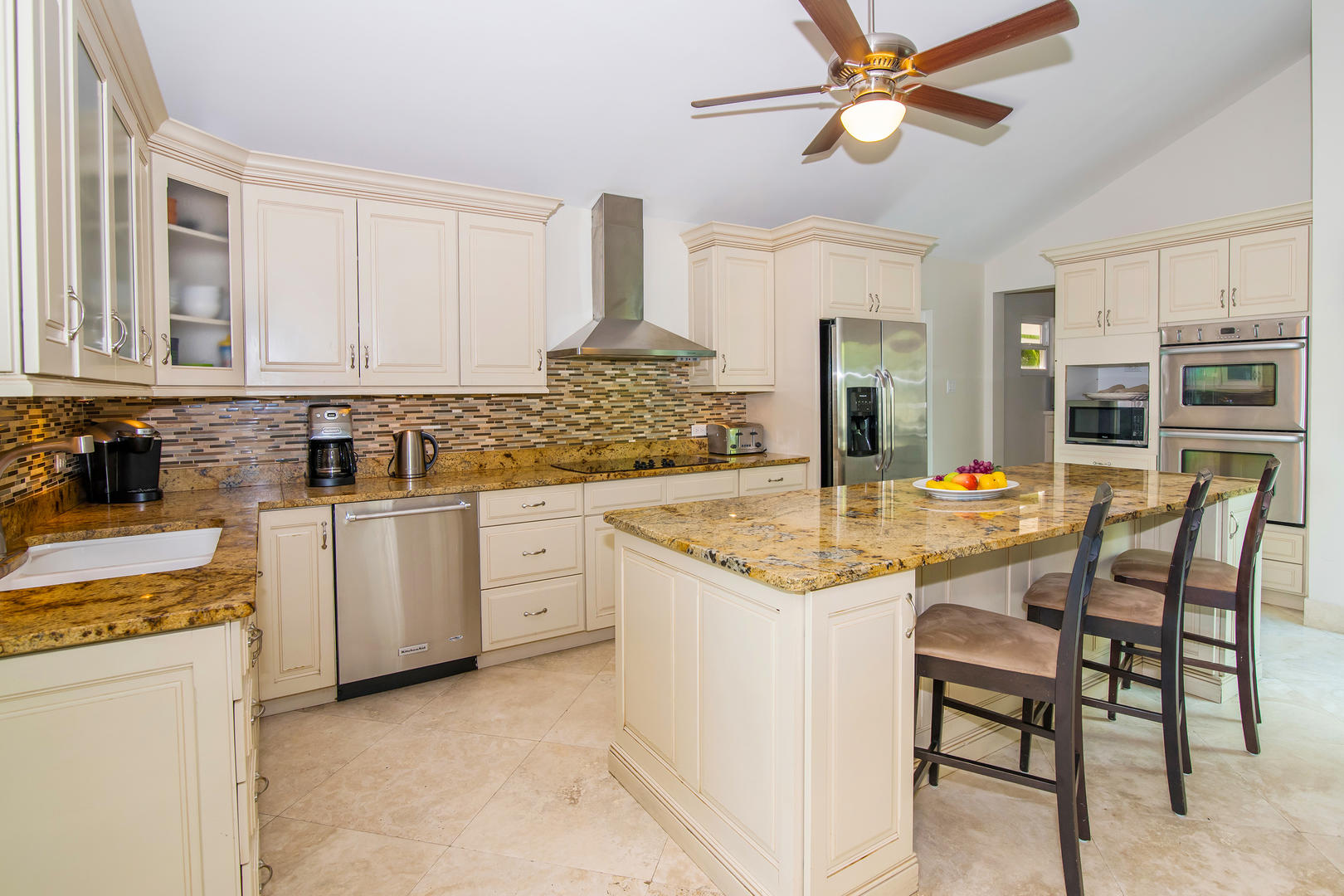 A vacationing chef's dream kitchen with top of the line appliances.