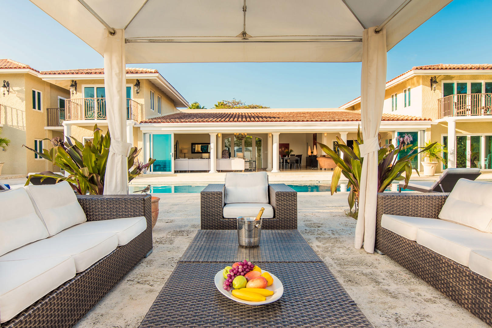 Relax in the poolside cabana for an afternoon drink or to enjoy the views.