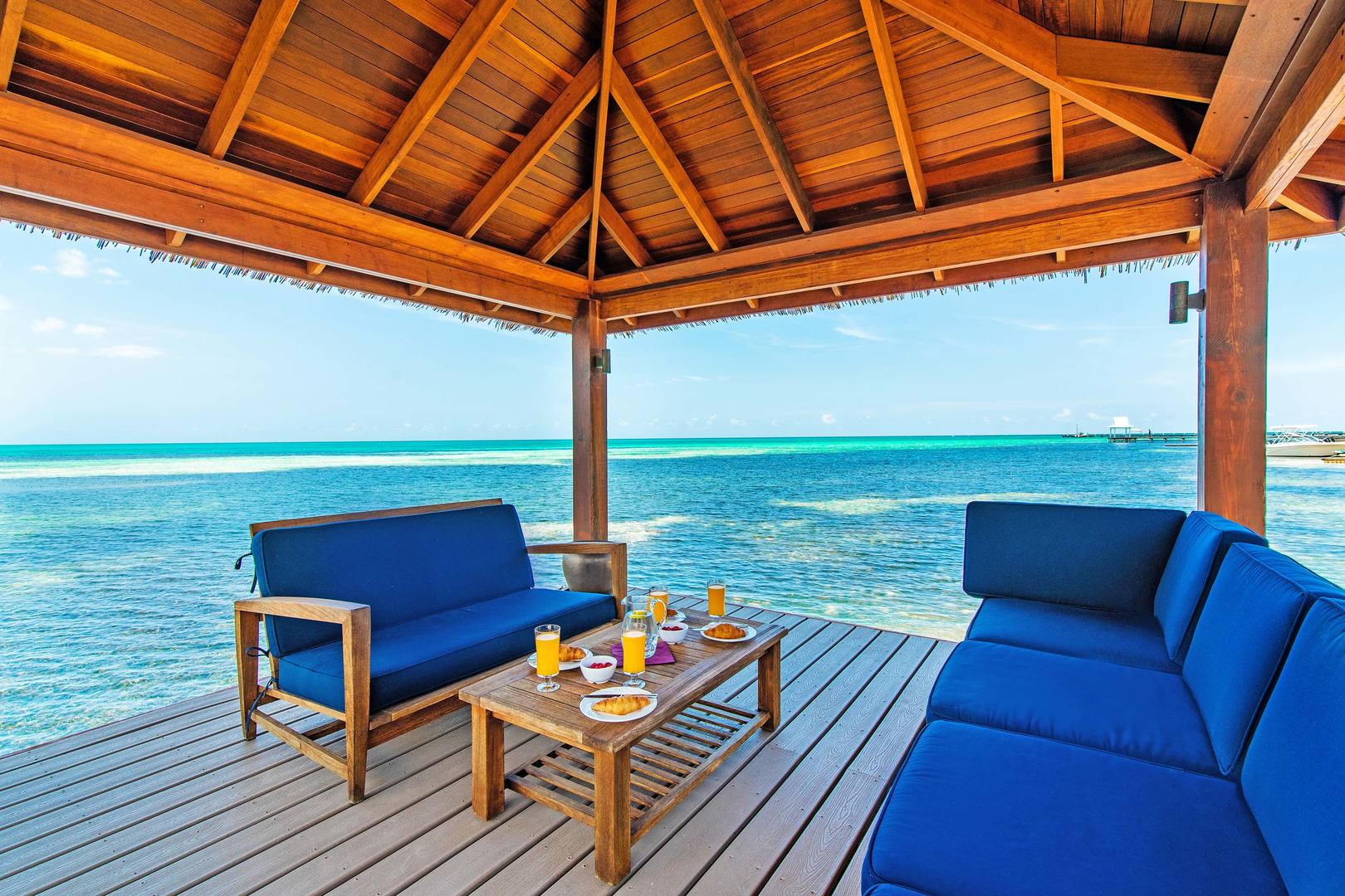 The dock cabana is a beautiful spot to watch the sunset on another day in paradise.