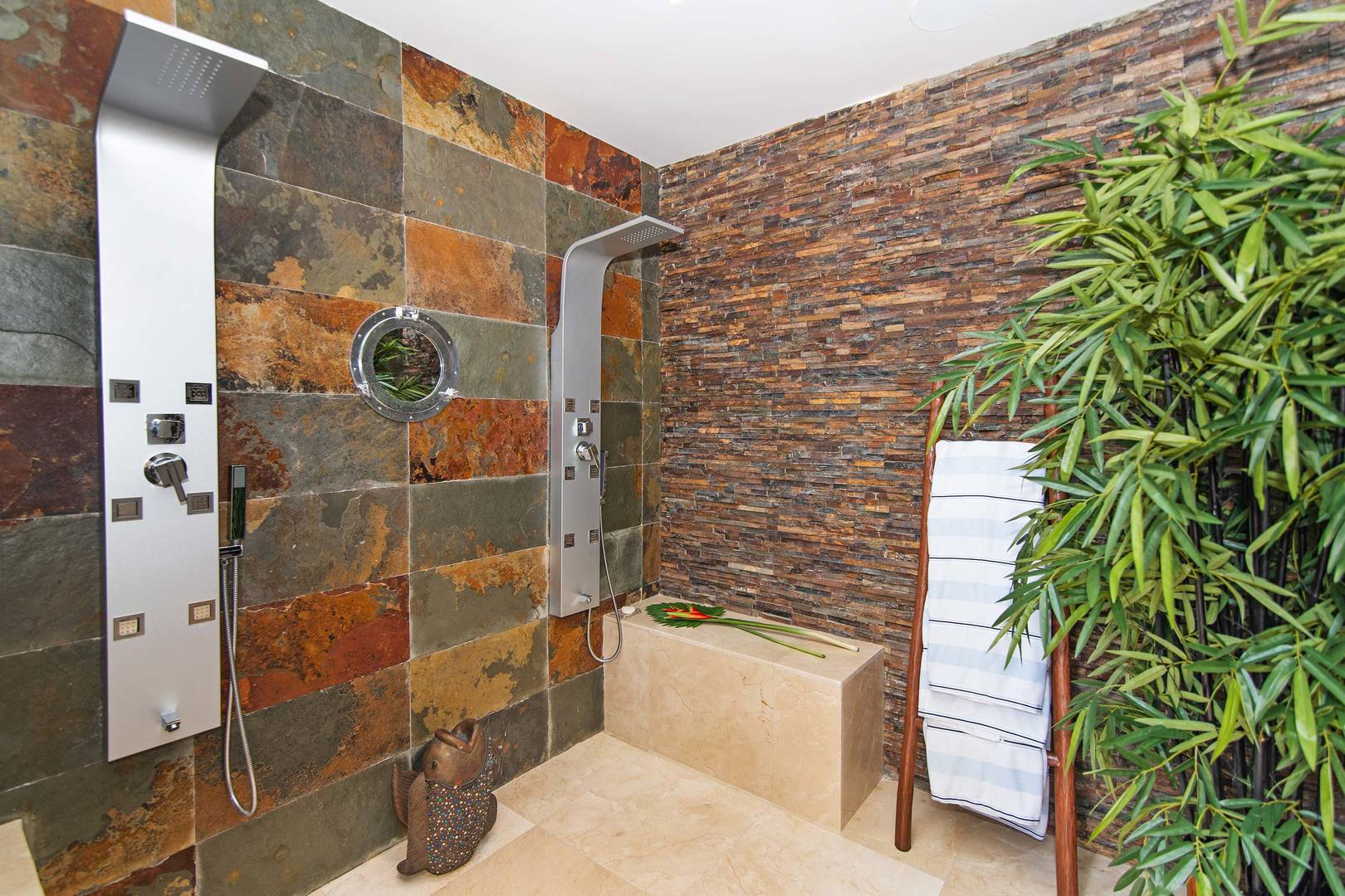 Double Outdoor Poolside Showers.