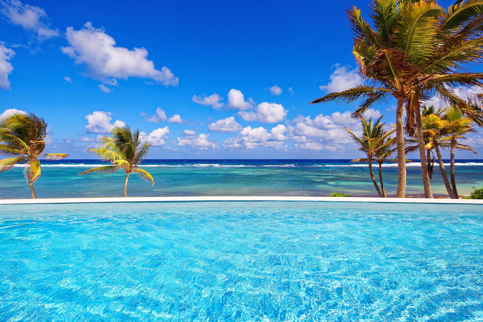Pool views of the Caribbean Sea.