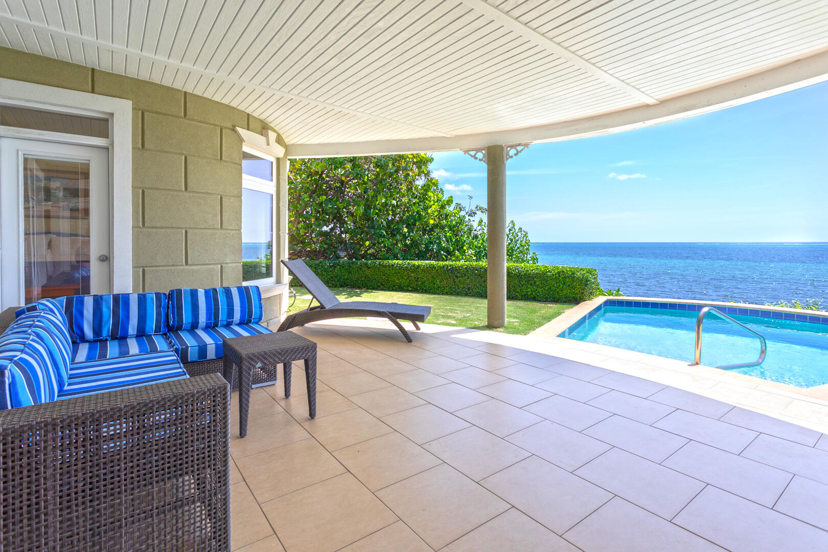The guesthouse's veranda pool deck provides some much needed share.
