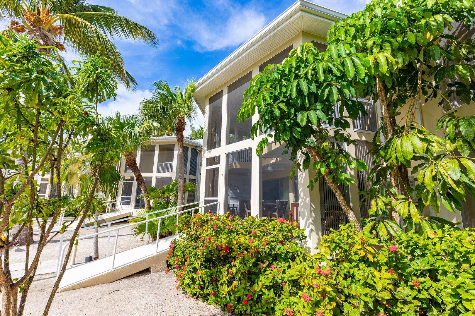 Backyard ramp to the screened patio.