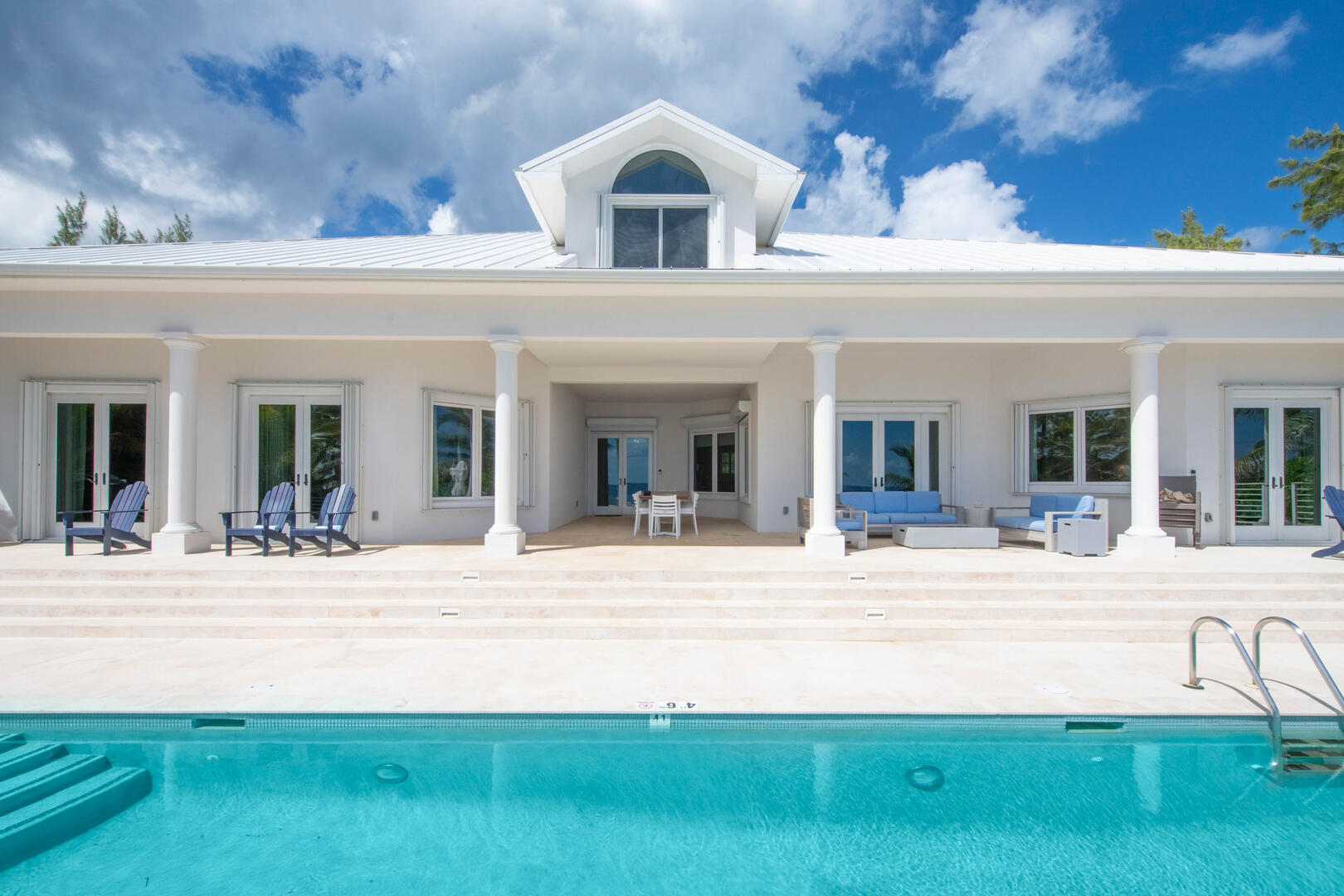 38-foot private pool and veranda. 