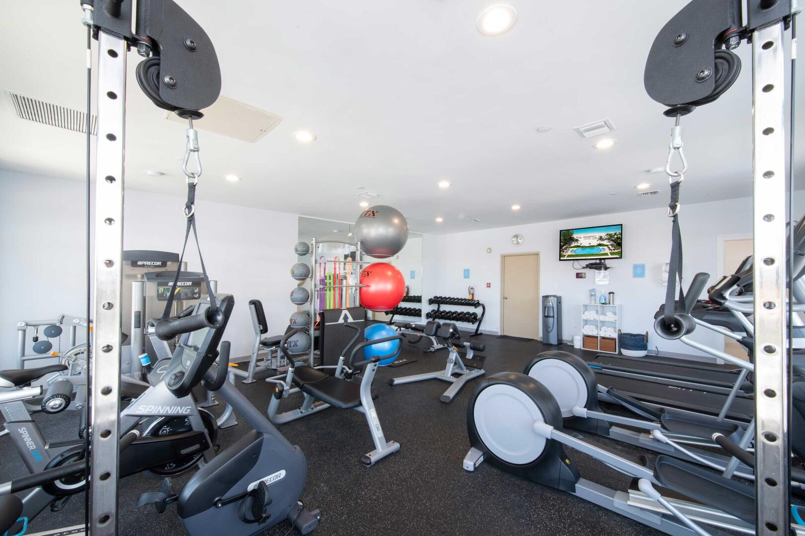 The fitness center is located on the 2nd floor and is open daily from 5:00 a.m. to 10:00 p.m. for resort guests only. 