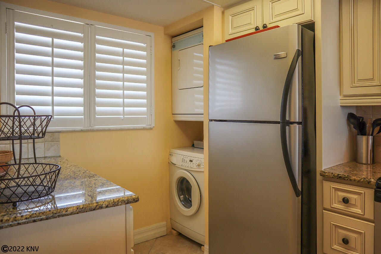 Stackable Washer and Dryer in the condo.