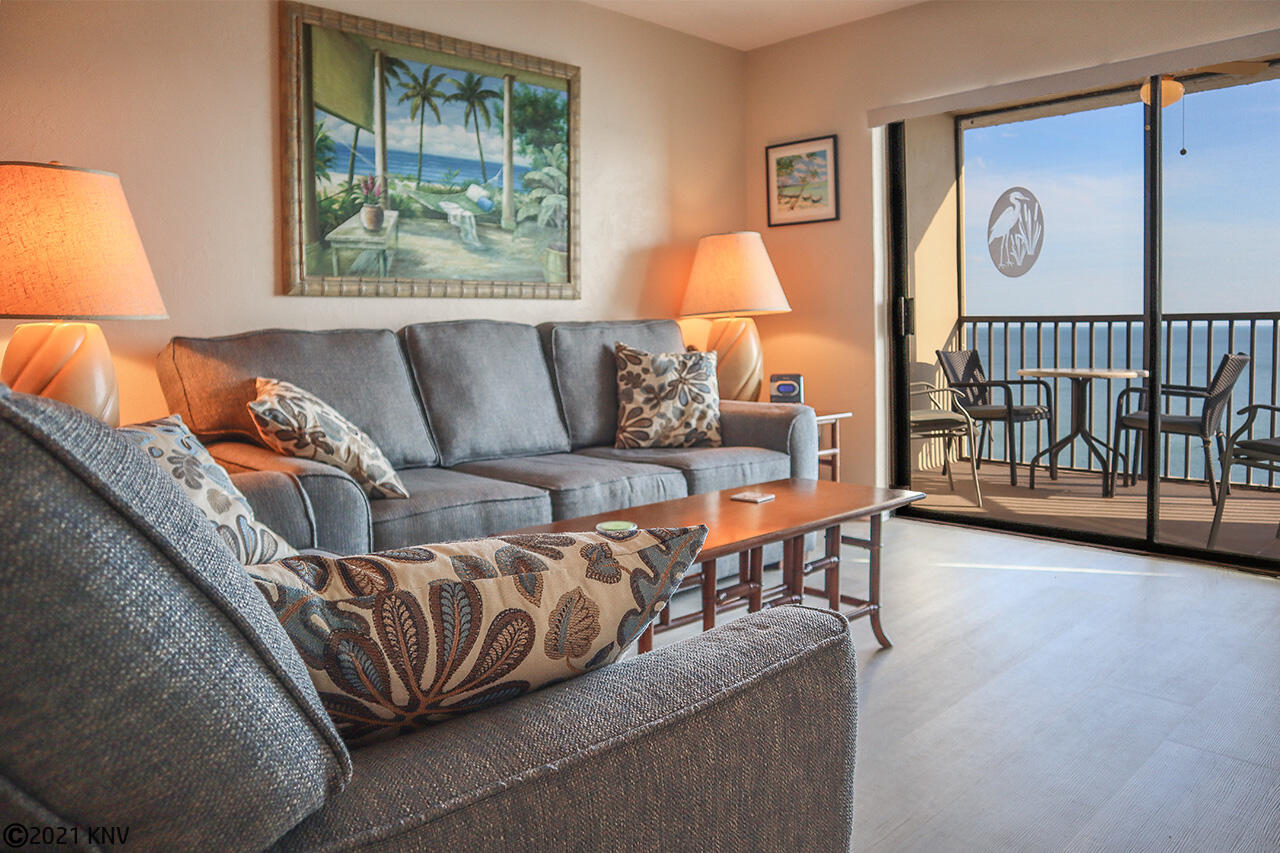 Living area opens up to beautiful Gulf view