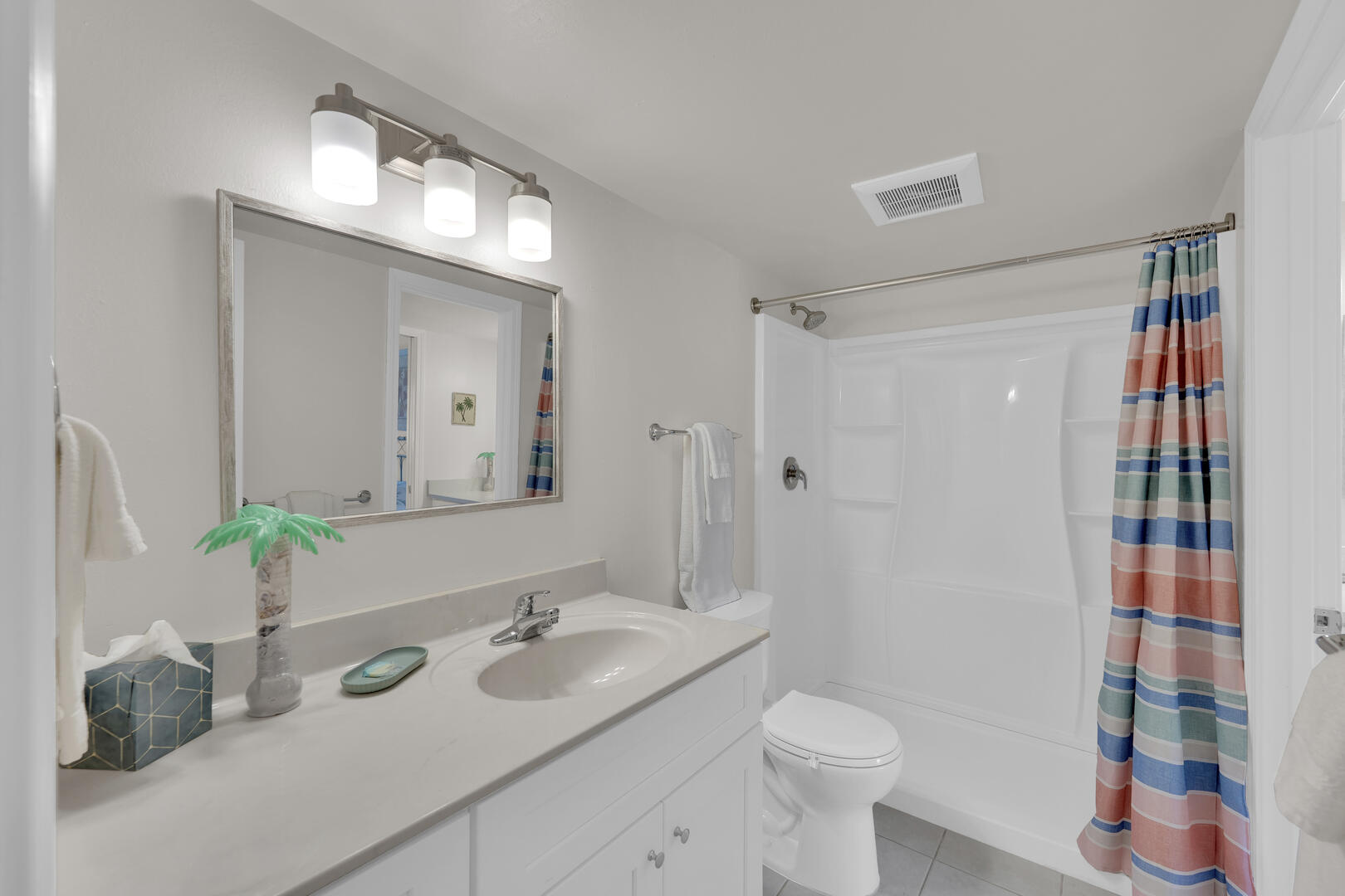 Walk in shower in bathroom