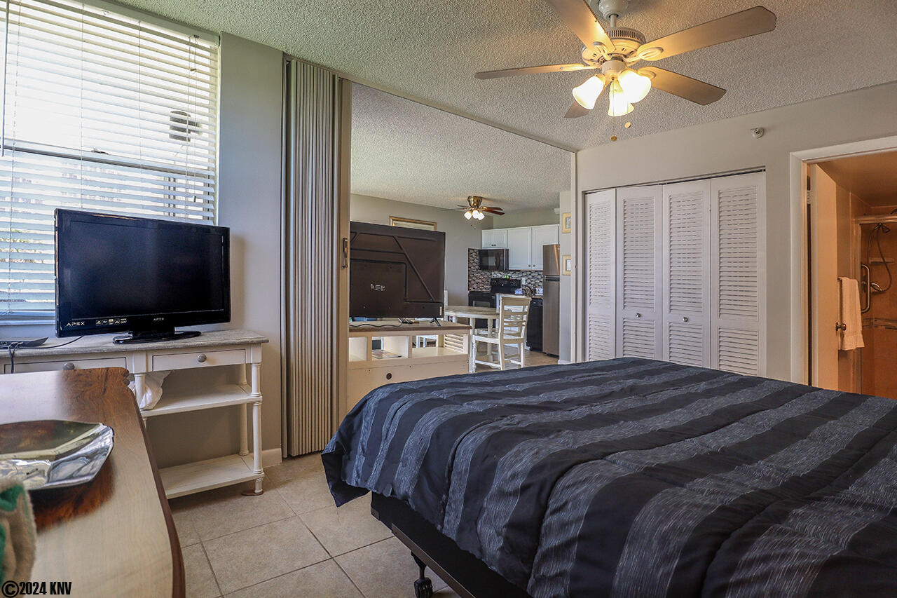There is a folding divider for privacy in the Bedroom