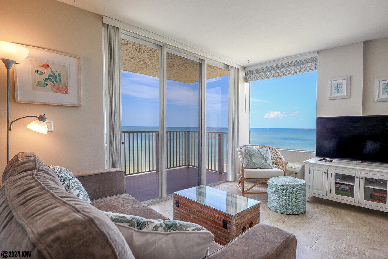 Beautiful Accommodations include comfortable furniture, a HUGE TV and a GORGEOUS VIEW!