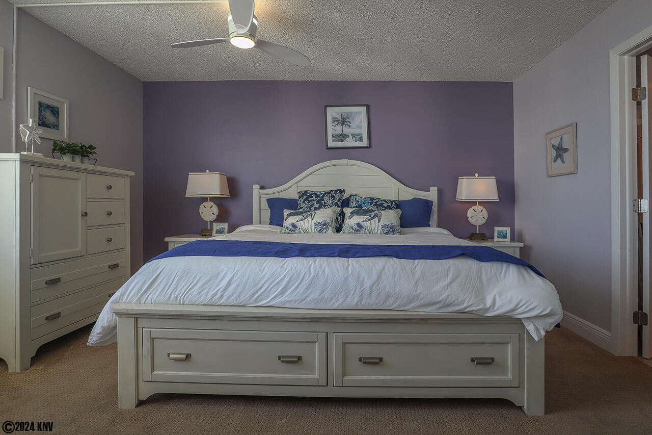 Gorgeous Bedroom with a King Sized Bed welcomes you after a full day at the beach