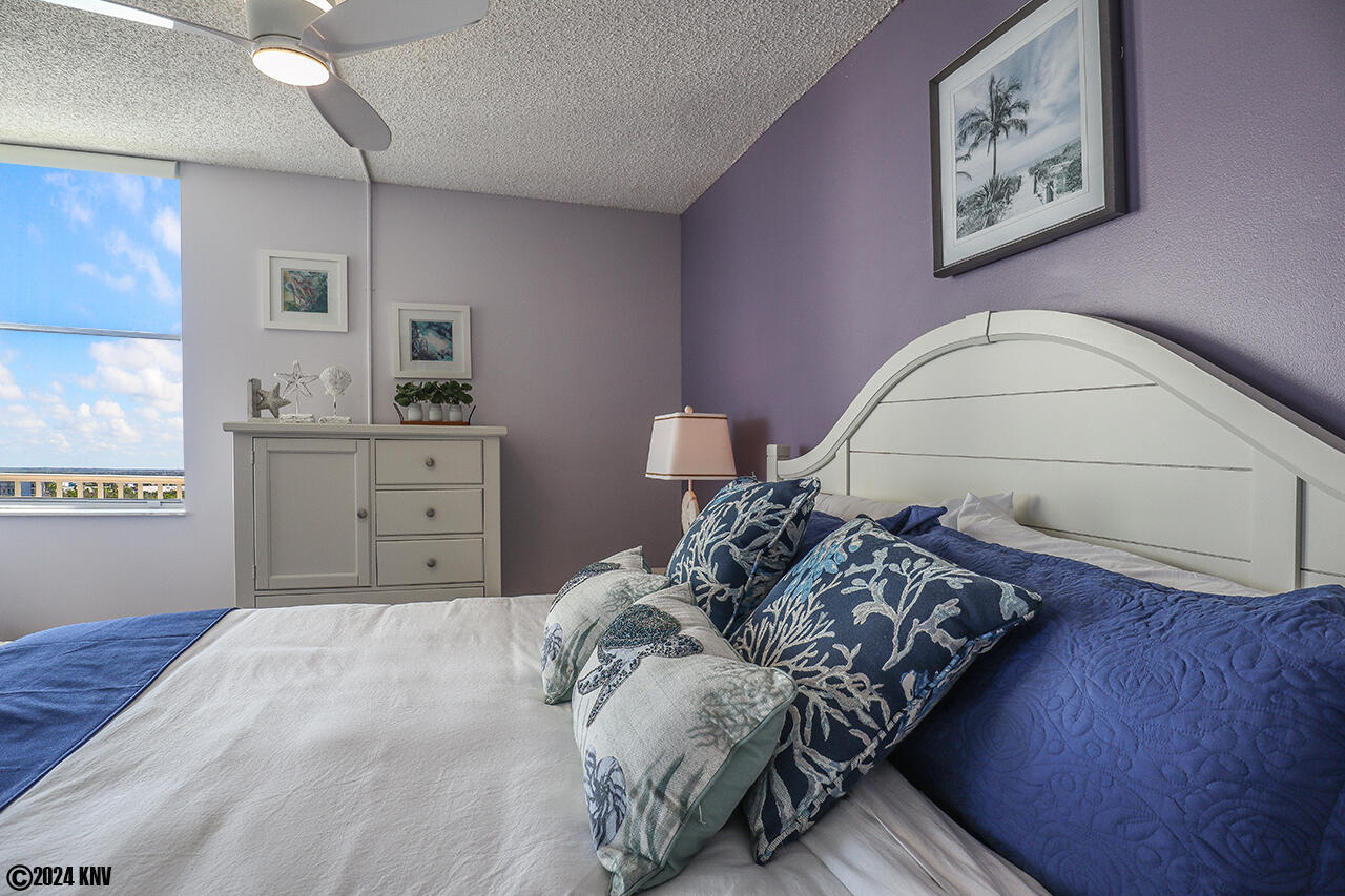 Designer linens dress the King Sized Bed