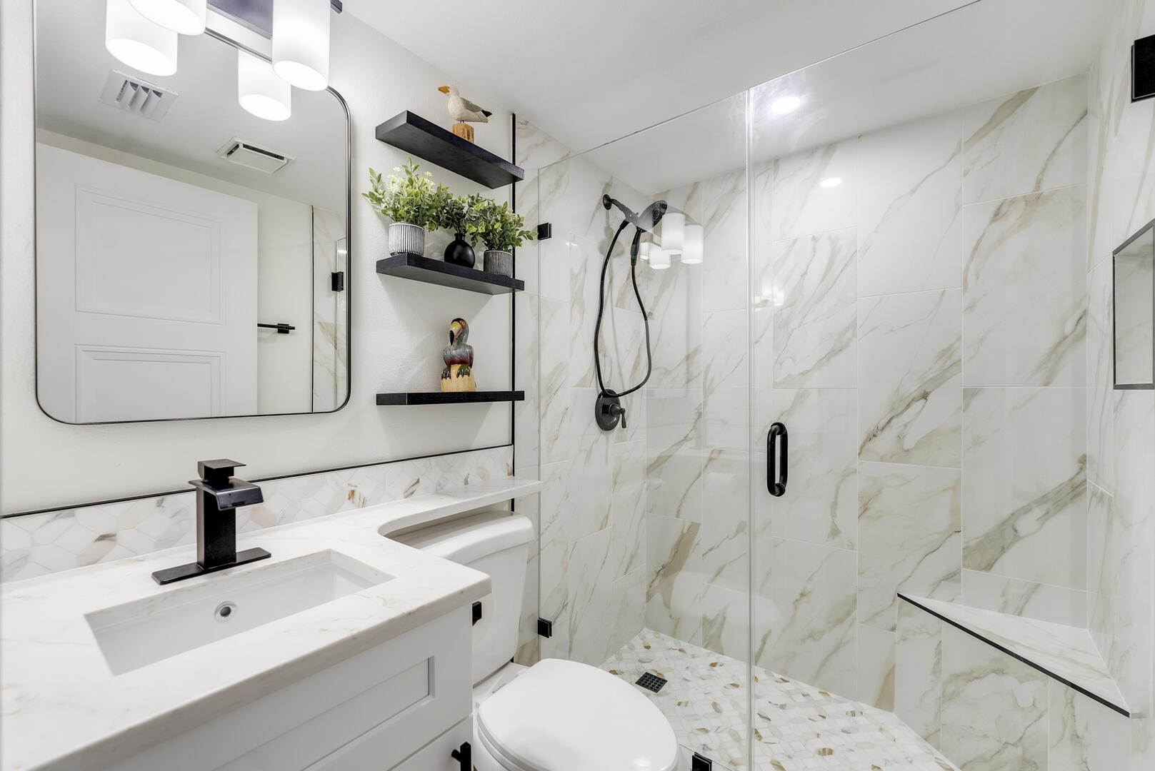 Guest Bath has a Walk In Shower