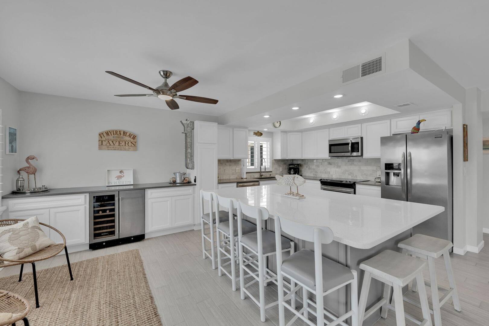 Dining for 8 at the large kitchen island
