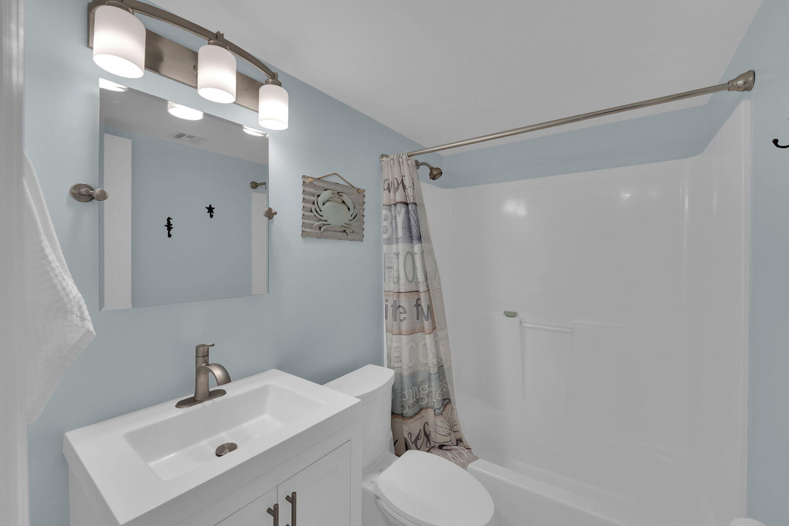 Guest bathroom tub shower combo