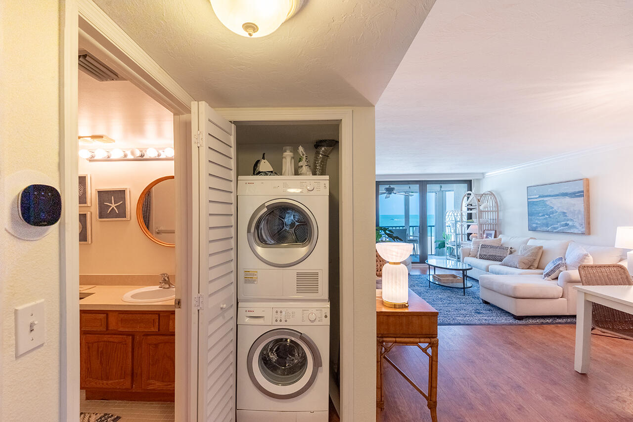 Guest Bath is right next door and there is an in-unit washer and dryer for your convenience