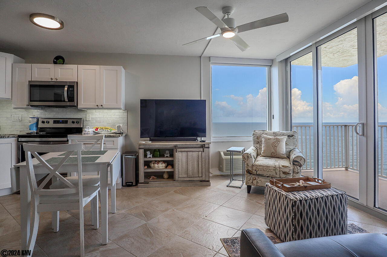 Large Windows bring in lots of light and offer great views