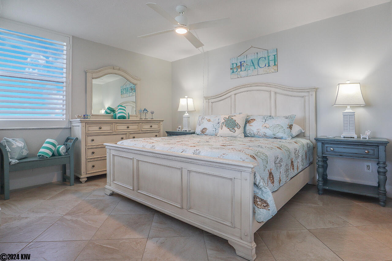 Brand new Bedroom furniture and King Sized Bed welcomes you to a sleepful night listening to the sound of the surf