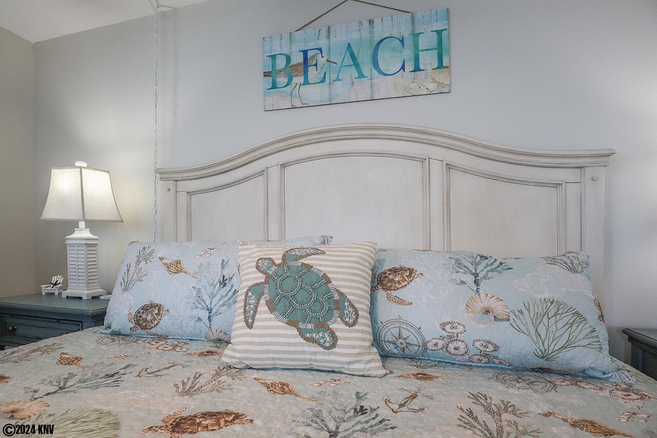 Designer linens dress the King Sized Bed