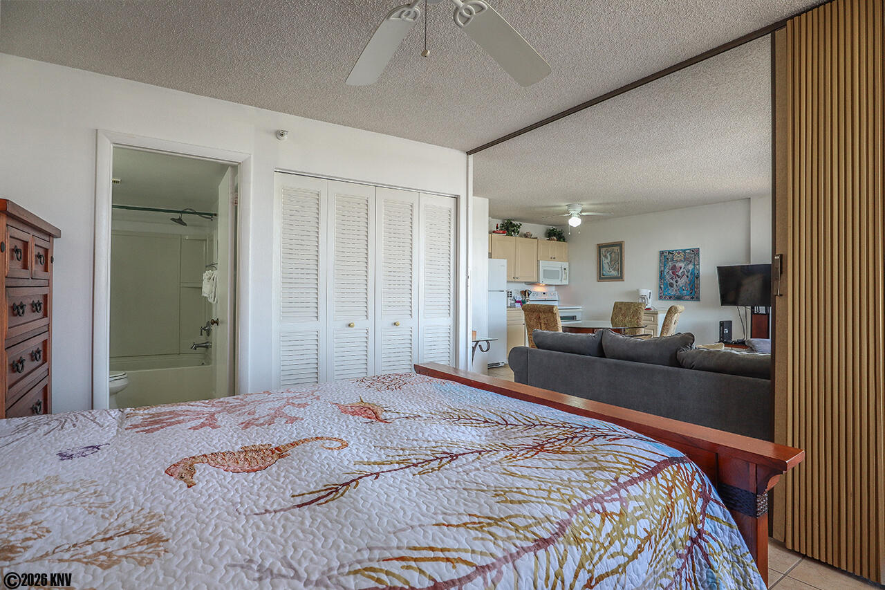 Folding partition allows for privacy when there is a guest on the sleeper sofa