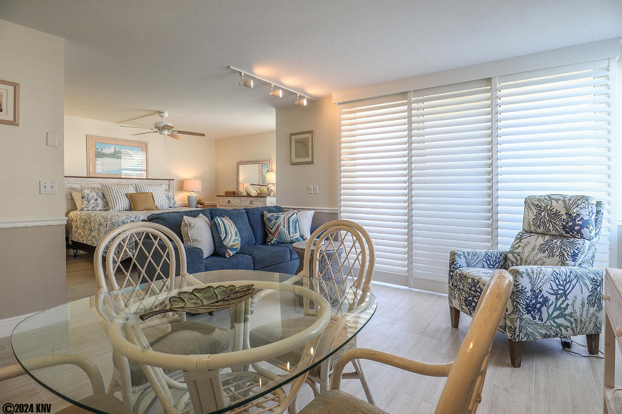 Plantation Shutters fit the coastal vibe in this Florida condo