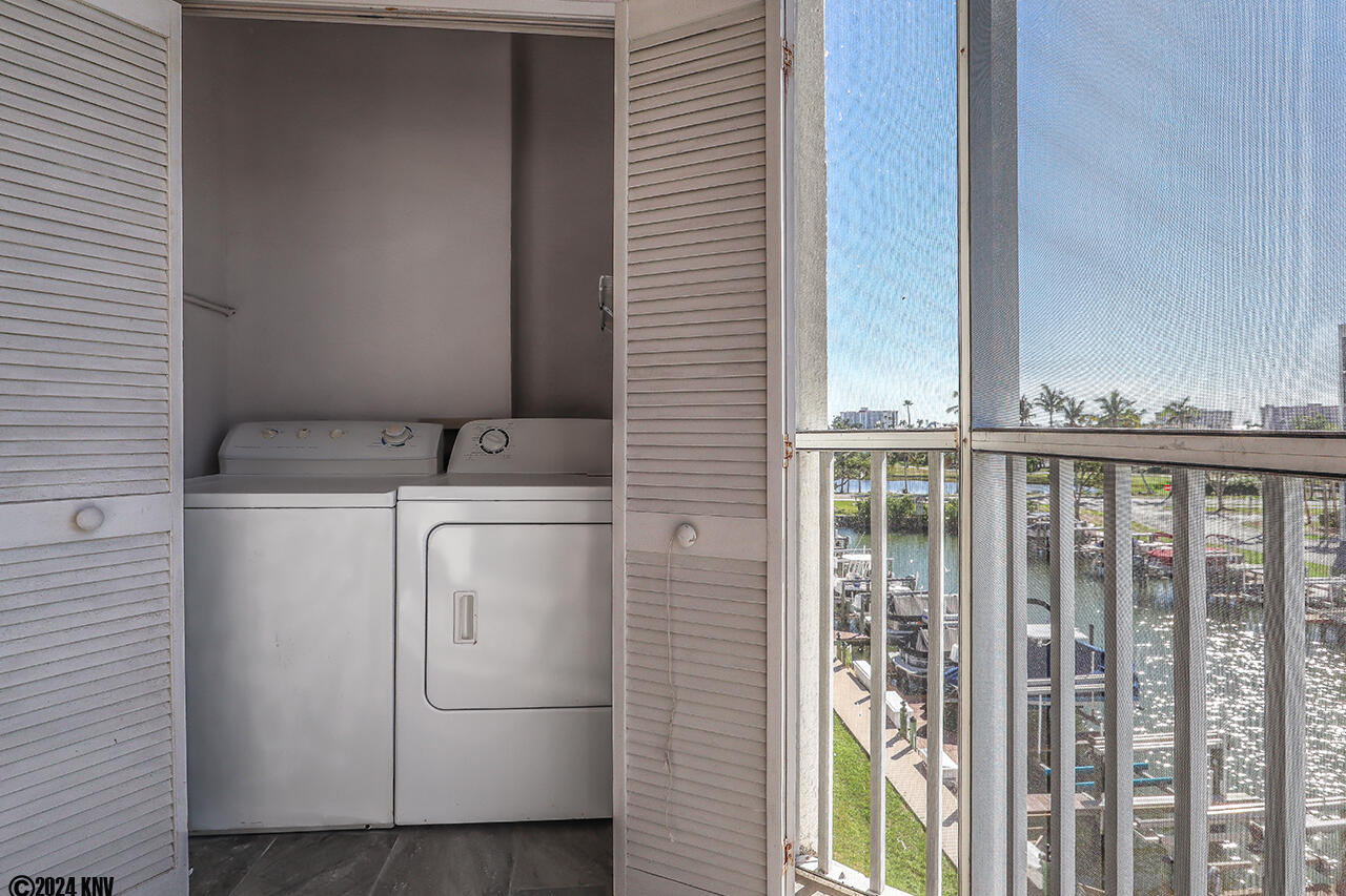 Washer and Dryer can be found out on the Lanai