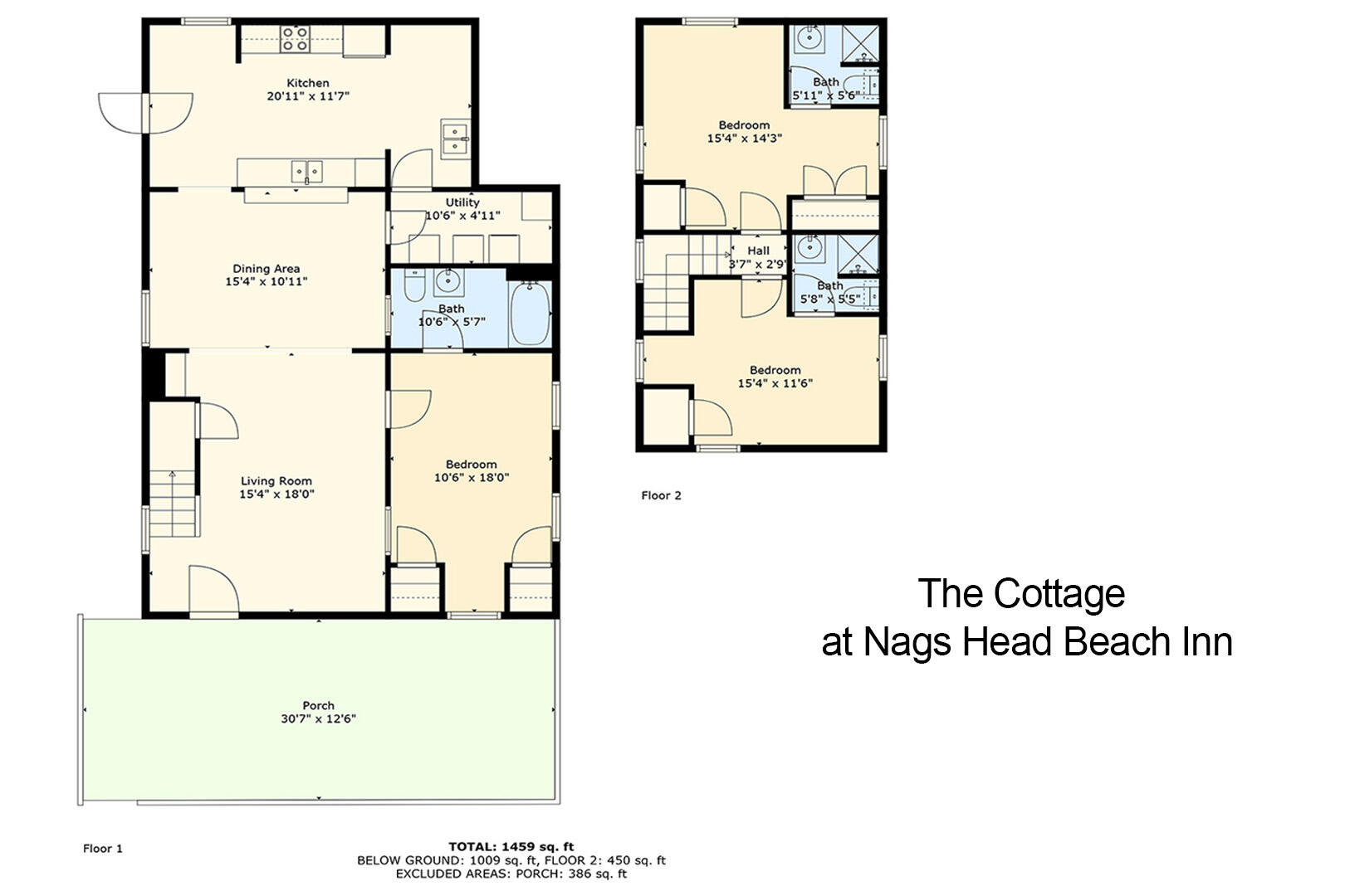 The Cottage at Nags Head Beach Inn Floor Layout - Click to Enlarge