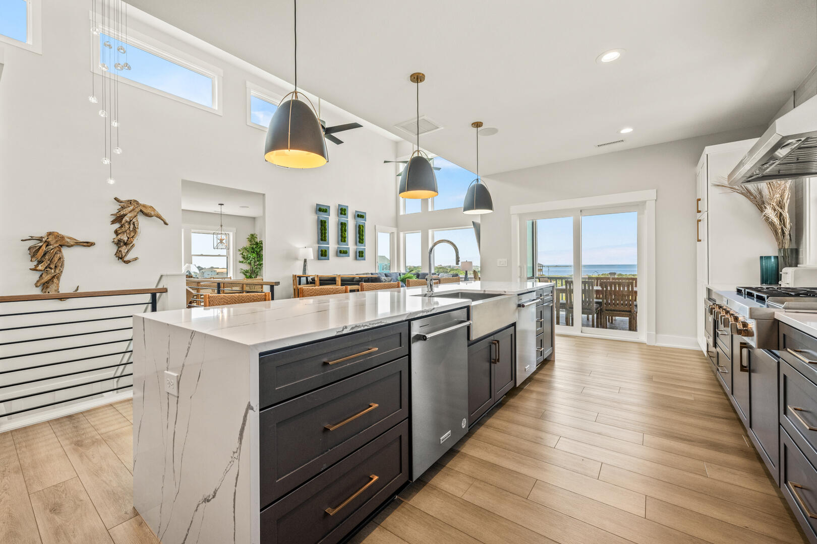Gourmet Kitchen with Bar Seating and Sound Views on Fourth Level