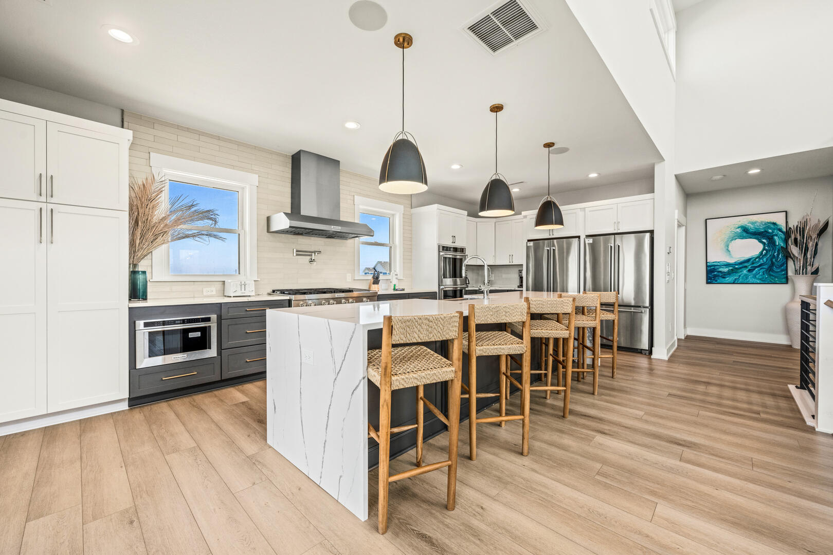 Gourmet Kitchen with Bar Seating and Sound Views on Fourth Level