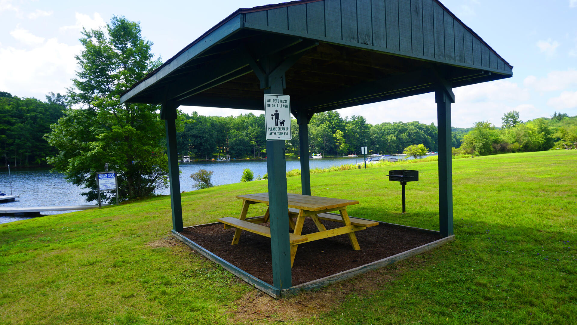 multiple pavilions along lakefront