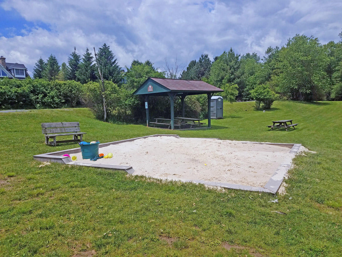 lakefront pavilion and sand box