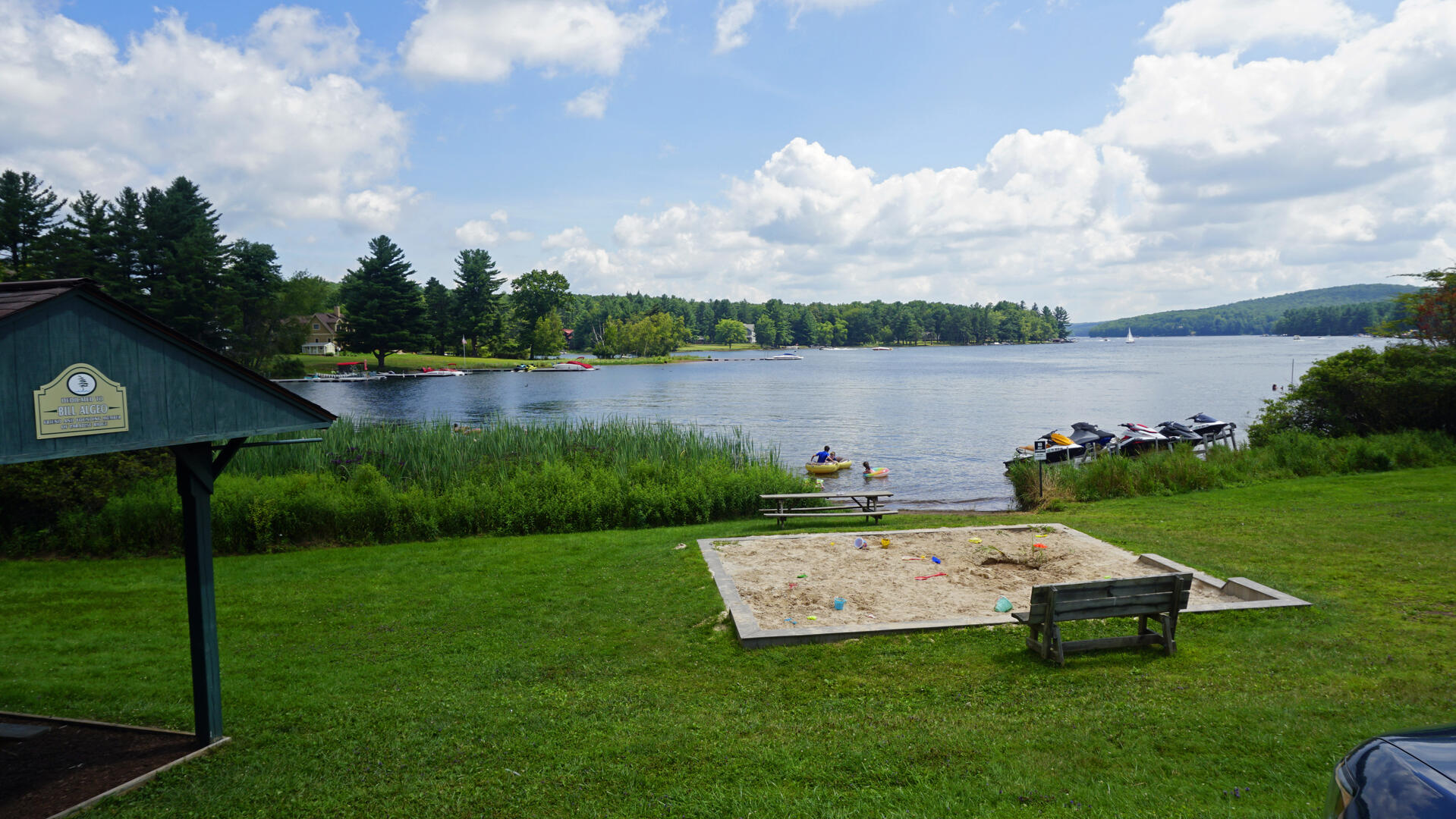 Sanbox and swimming area