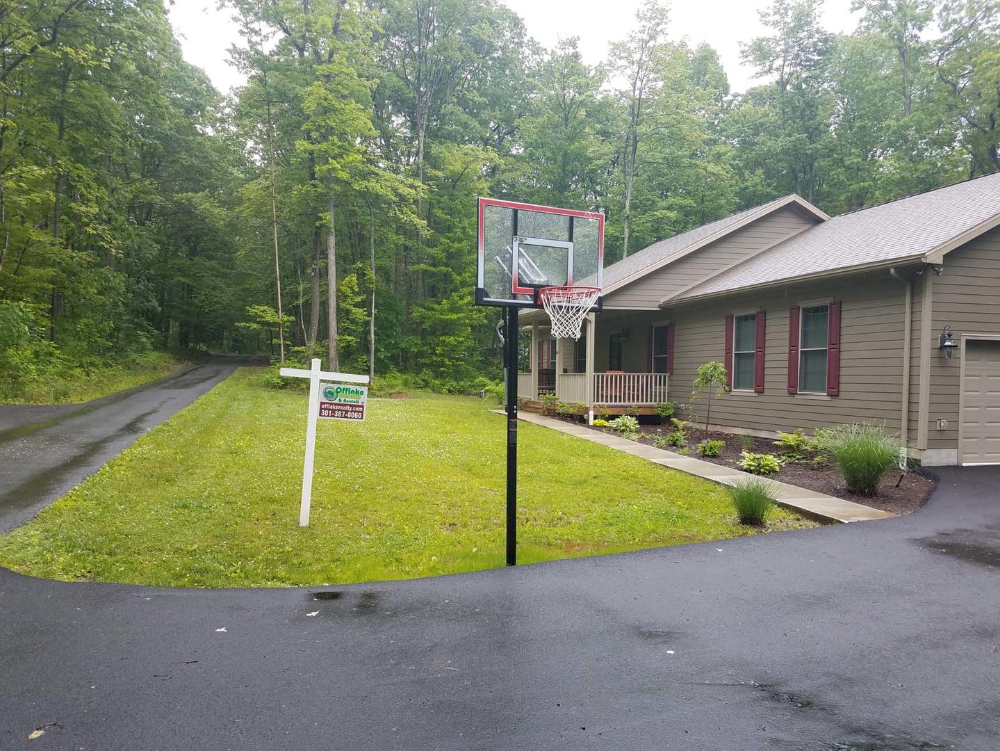 Basketball. paved drive