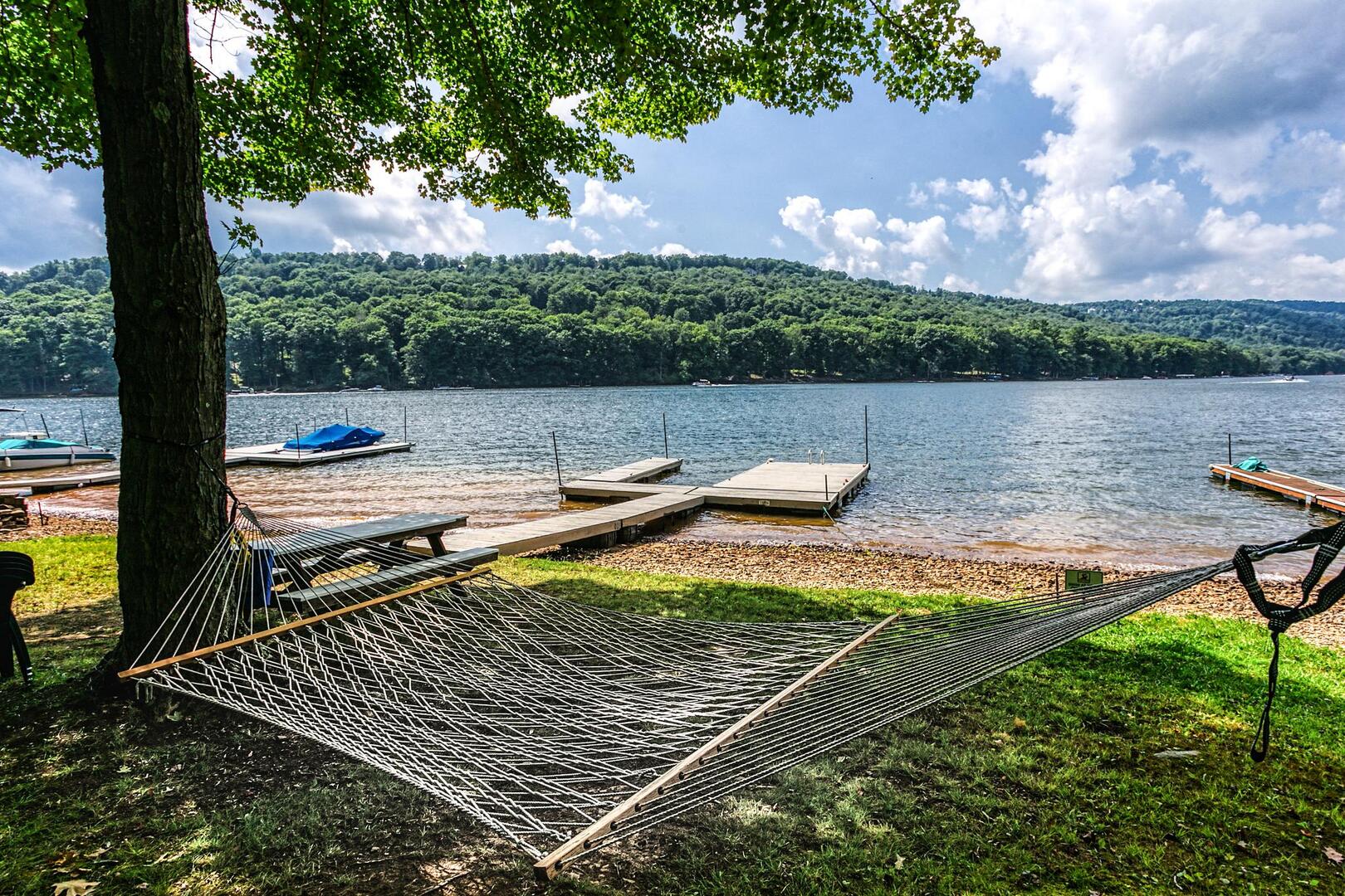 lakefront hammock area