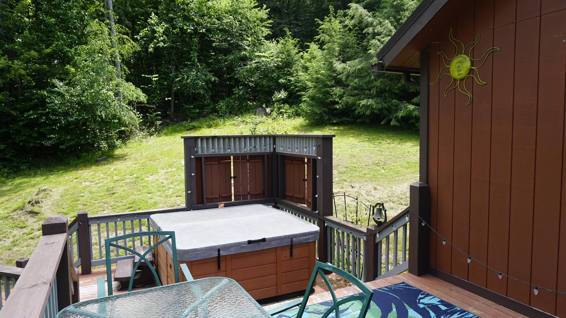 hot tub area. table