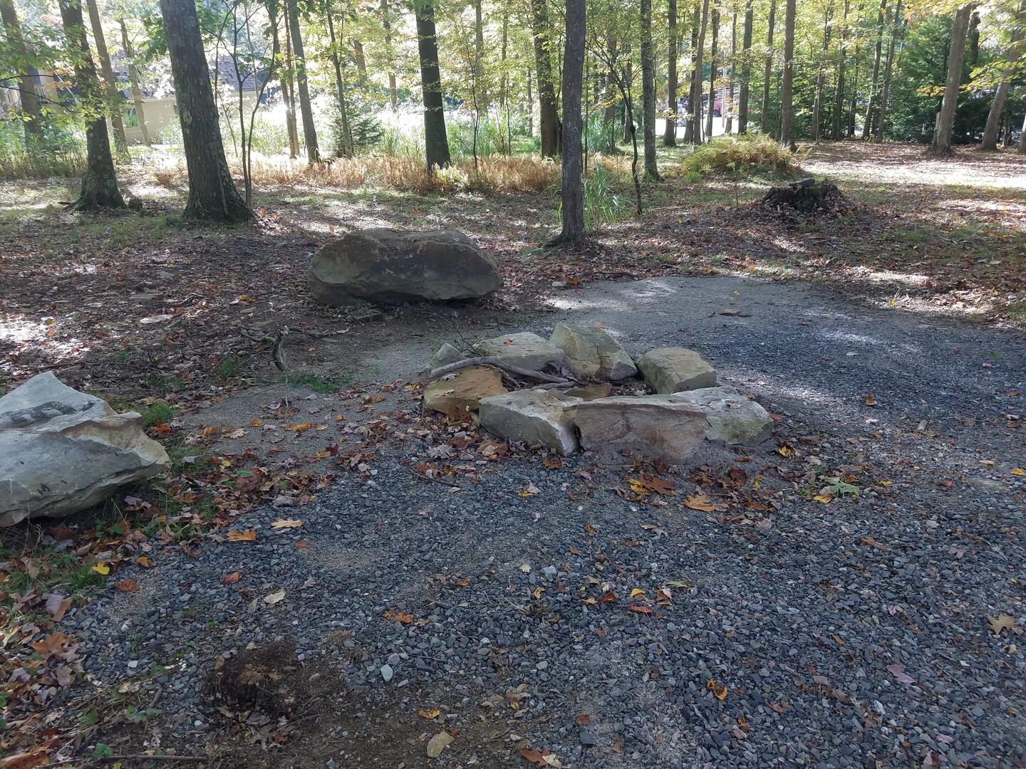 Firepit and rock seating