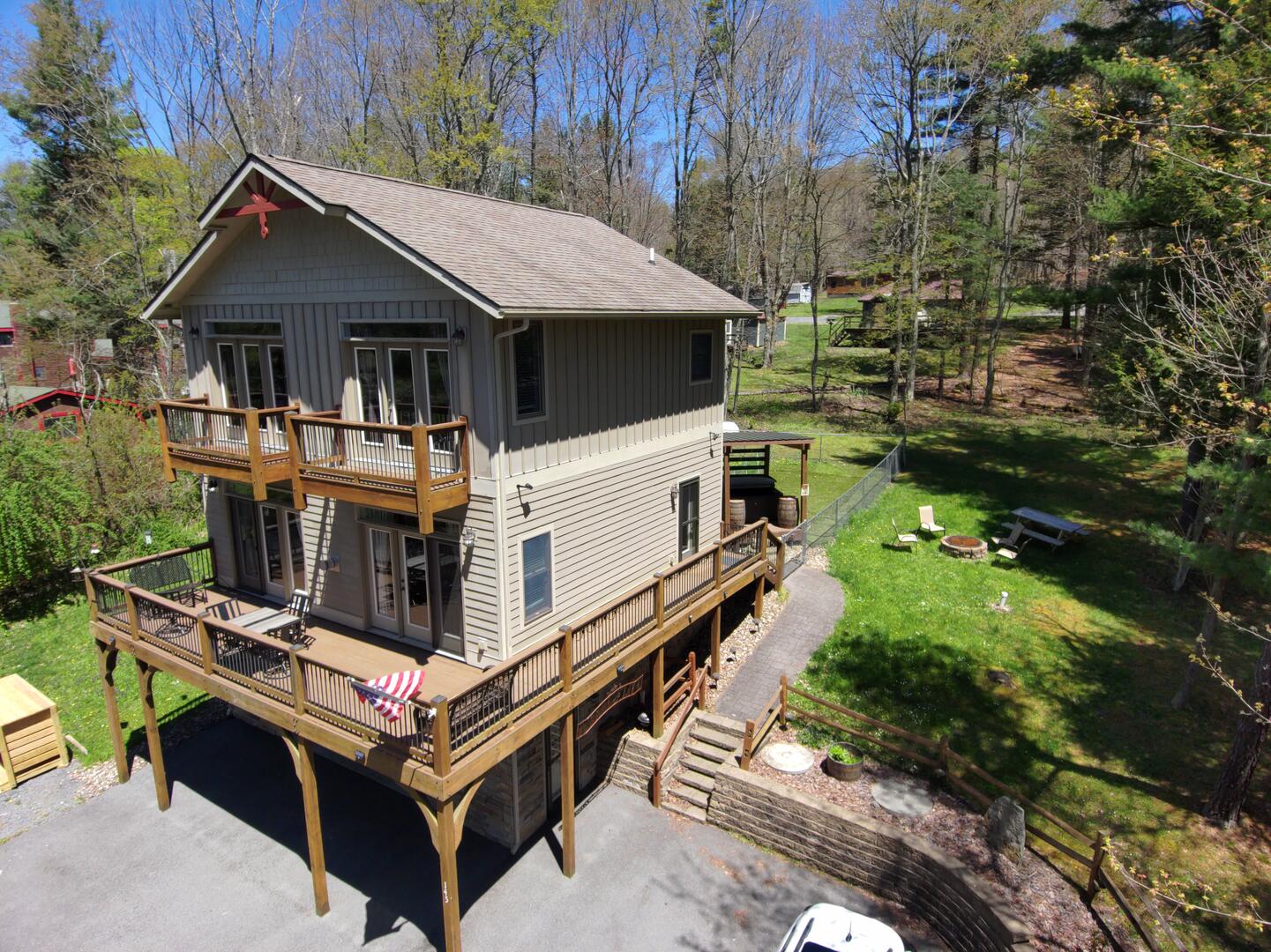 aerial of home and yard