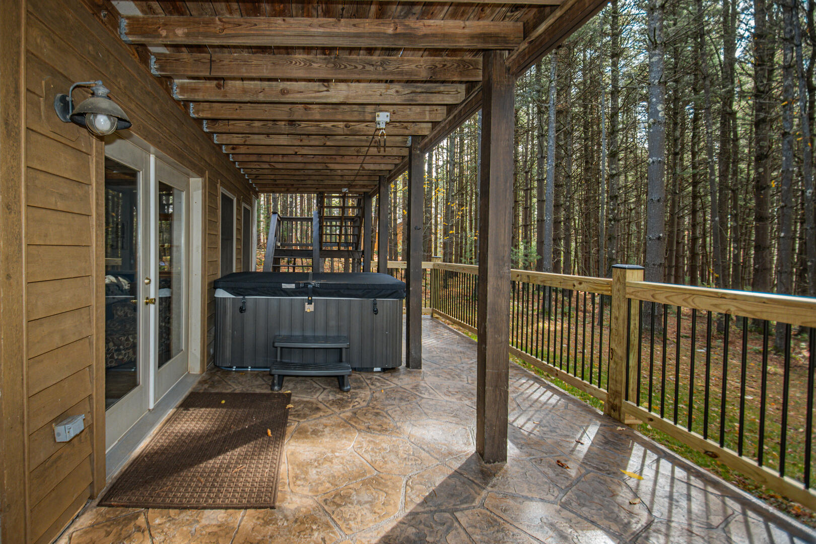 Lower patio with hot tub